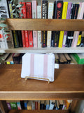 pink and white stripe keychain wallet