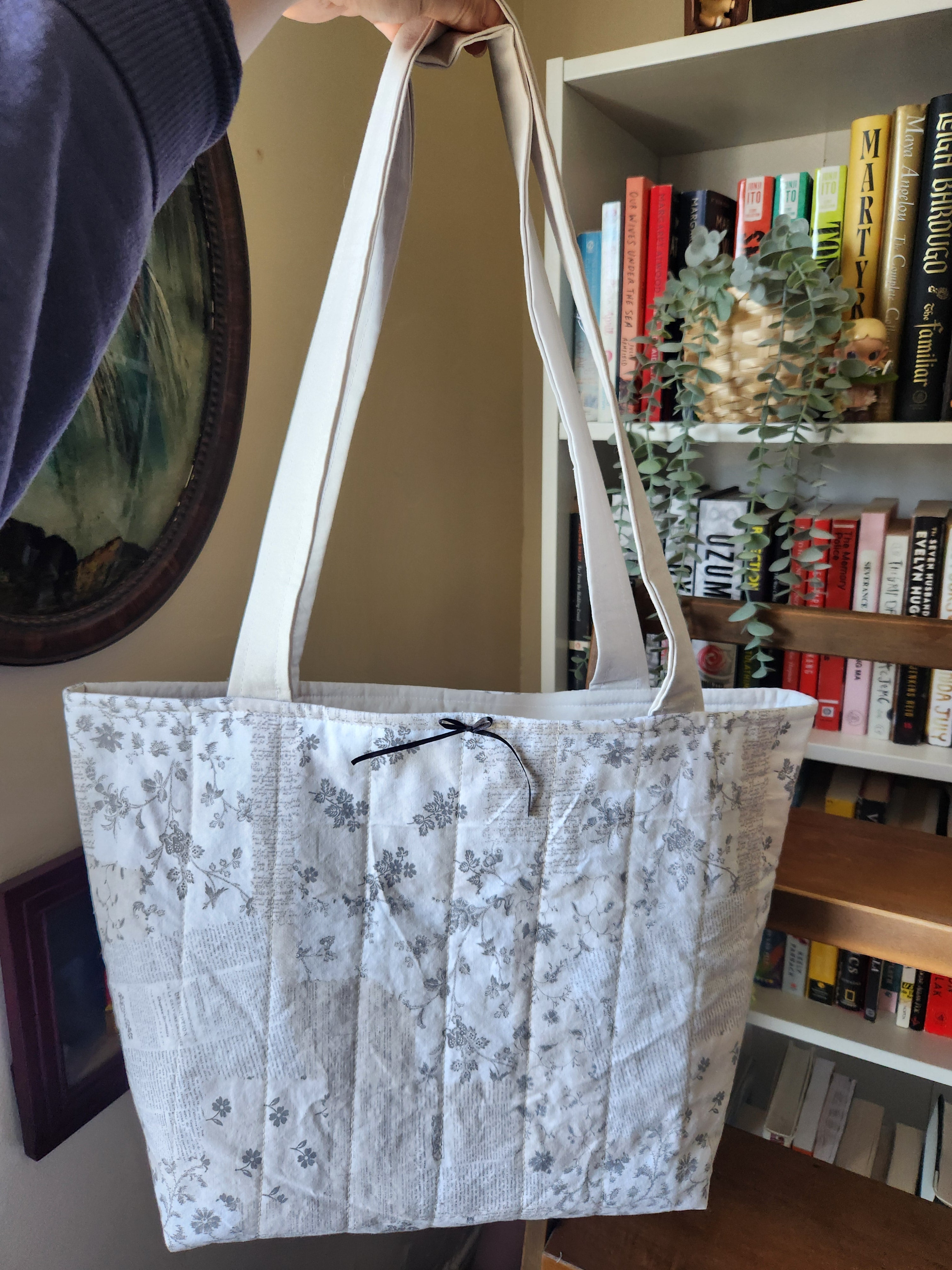 newspaper print tote bag