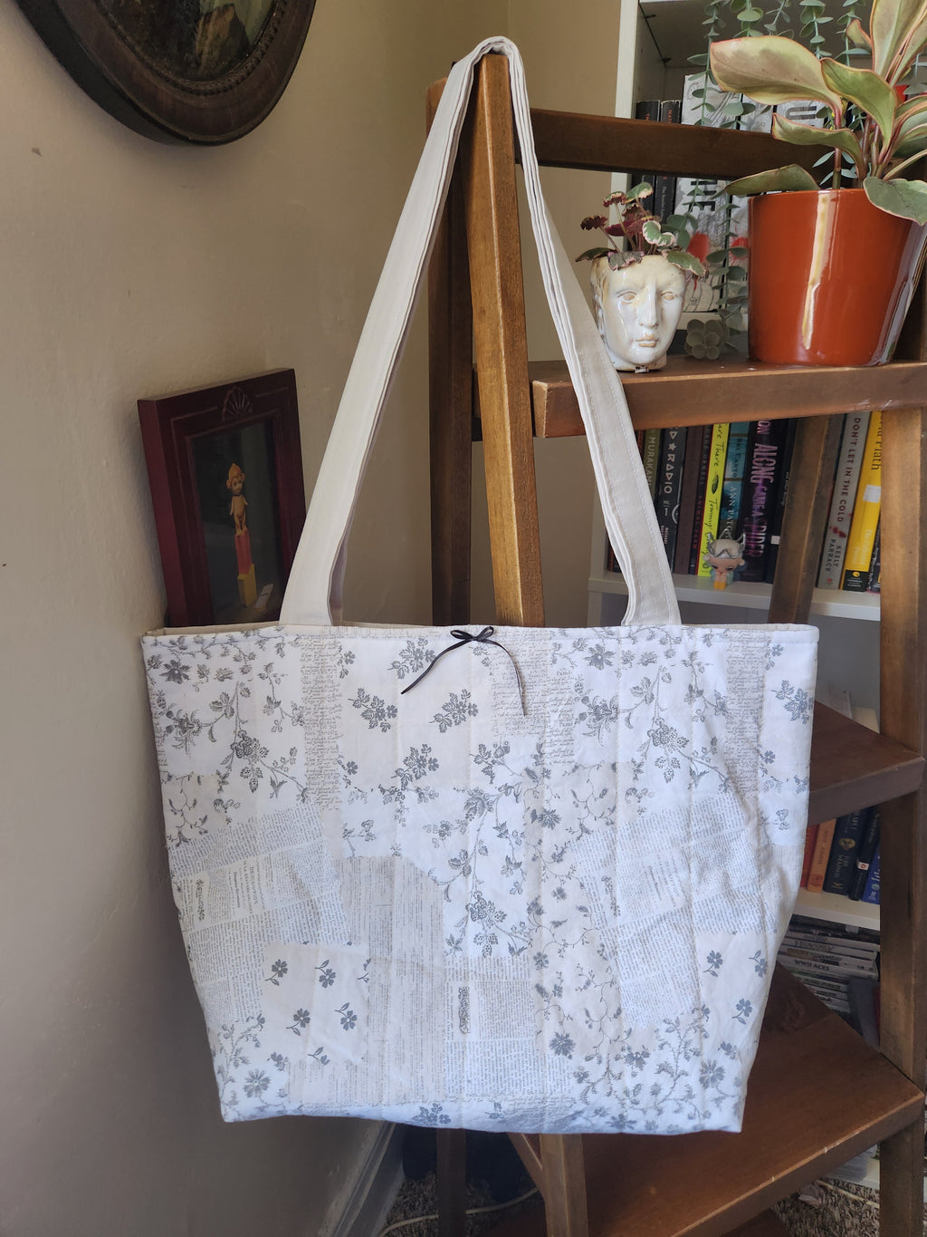 newspaper print tote bag