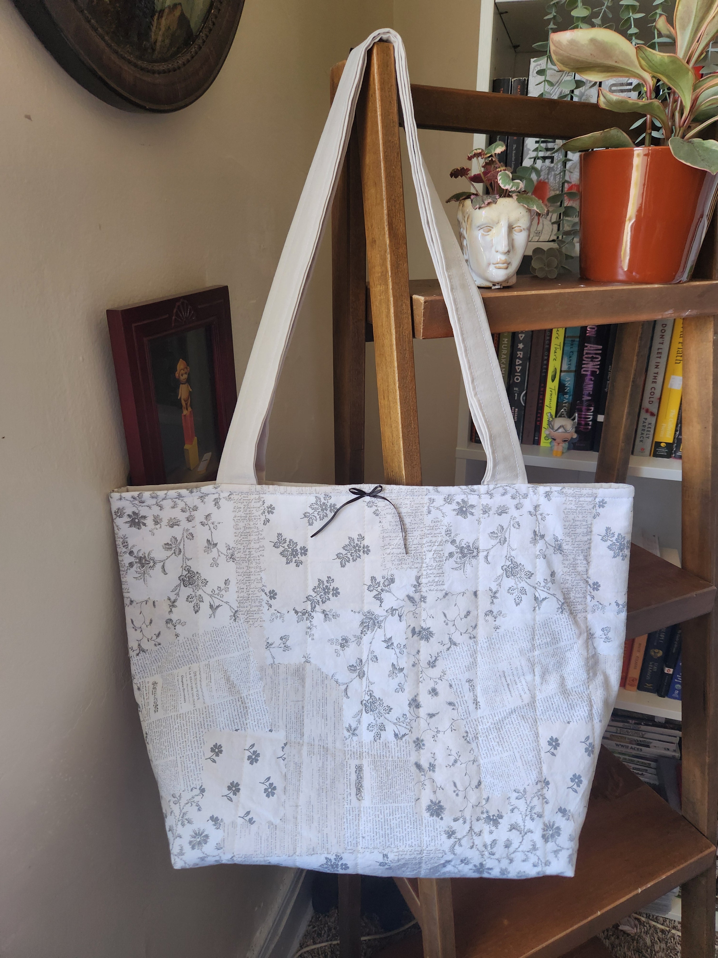 newspaper print tote bag