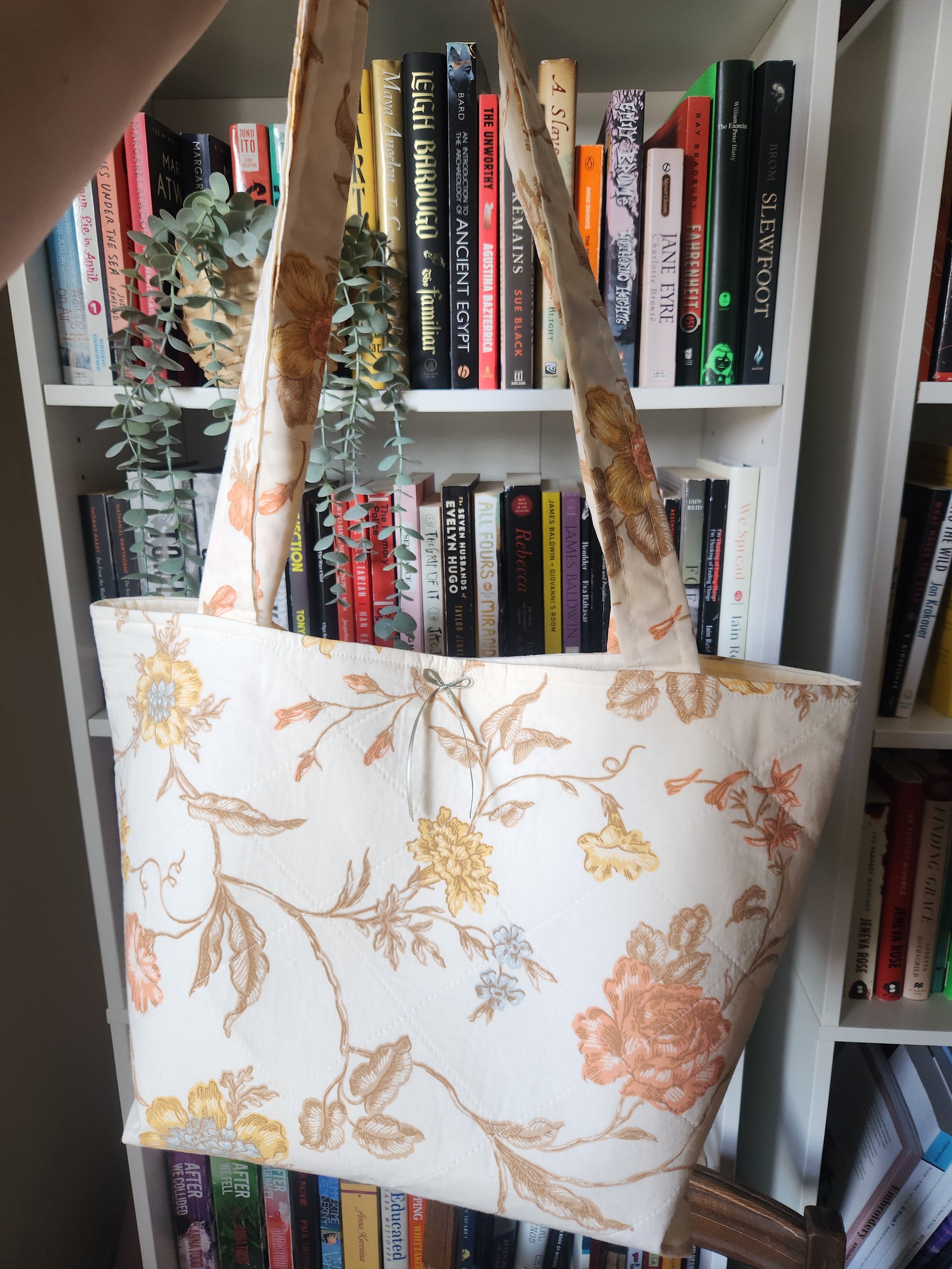 warm tone floral tote bag