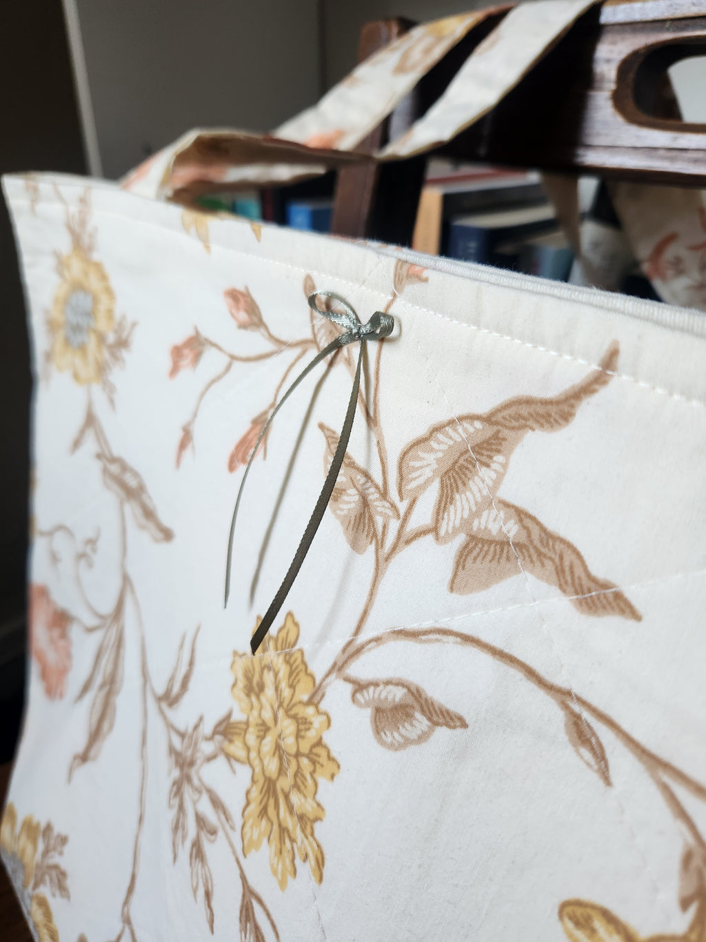 warm tone floral tote bag