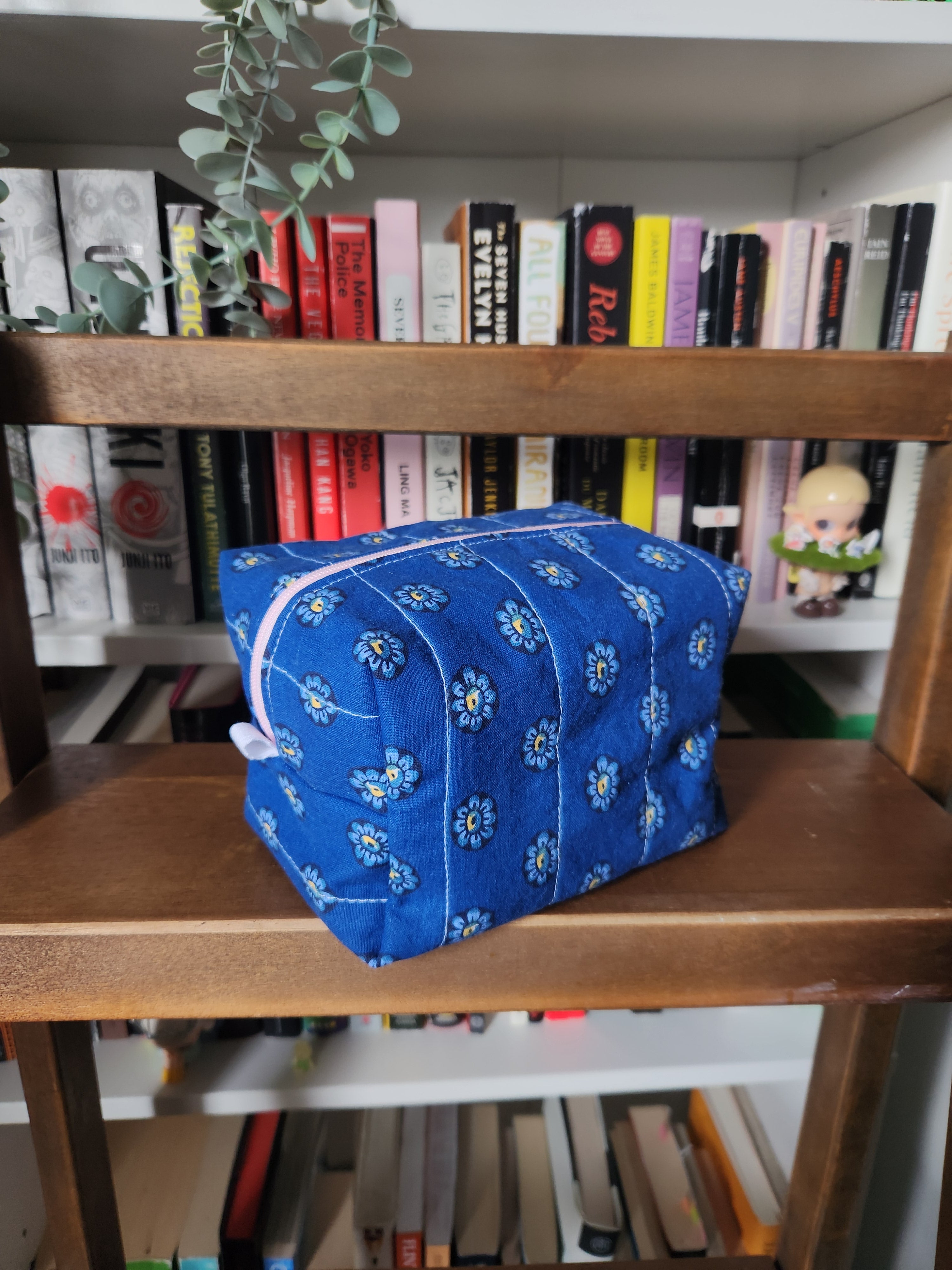 blue gem makeup bag